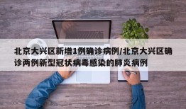 北京大兴区新增1例确诊病例/北京大兴区确诊两例新型冠状病毒感染的肺炎病例