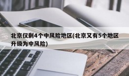 北京仅剩4个中风险地区(北京又有5个地区升级为中风险)