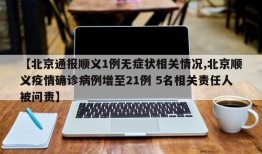 【北京通报顺义1例无症状相关情况,北京顺义疫情确诊病例增至21例 5名相关责任人被问责】
