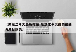 【黑龙江今天最新疫情,黑龙江今天疫情最新消息日期表】
