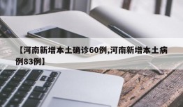 【河南新增本土确诊60例,河南新增本土病例83例】