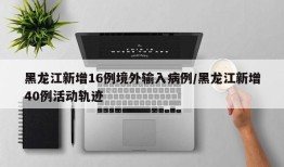 黑龙江新增16例境外输入病例/黑龙江新增40例活动轨迹