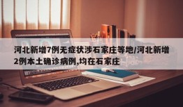 河北新增7例无症状涉石家庄等地/河北新增2例本土确诊病例,均在石家庄