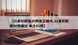 【31省份新增26例本土确诊,31省份新增96例确诊 本土81例】